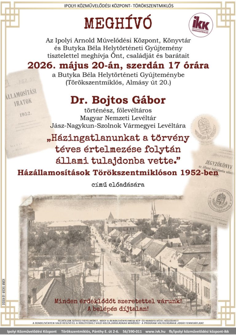 Dr. Bojtos Gábor előadása - Butyka Béla Helytörténeti Gyűjtemény