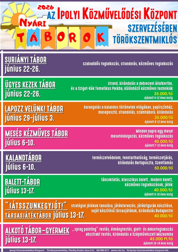 Nyári táborok - Ipolyi Közművelődési Központ