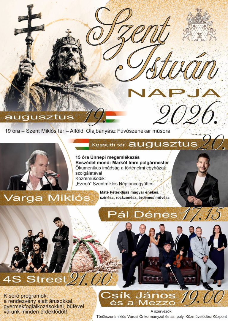 Szent István Napja programok - Törökszentmiklós