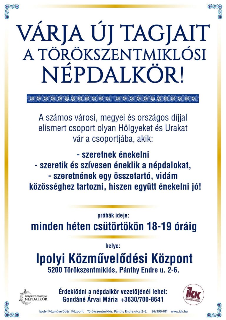 Törökszentmiklósi Népdalkör - Ipolyi Közművelődési Központ