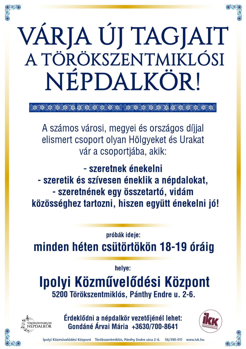 Törökszentmiklósi Népdalkör - Ipolyi Közművelődési Központ