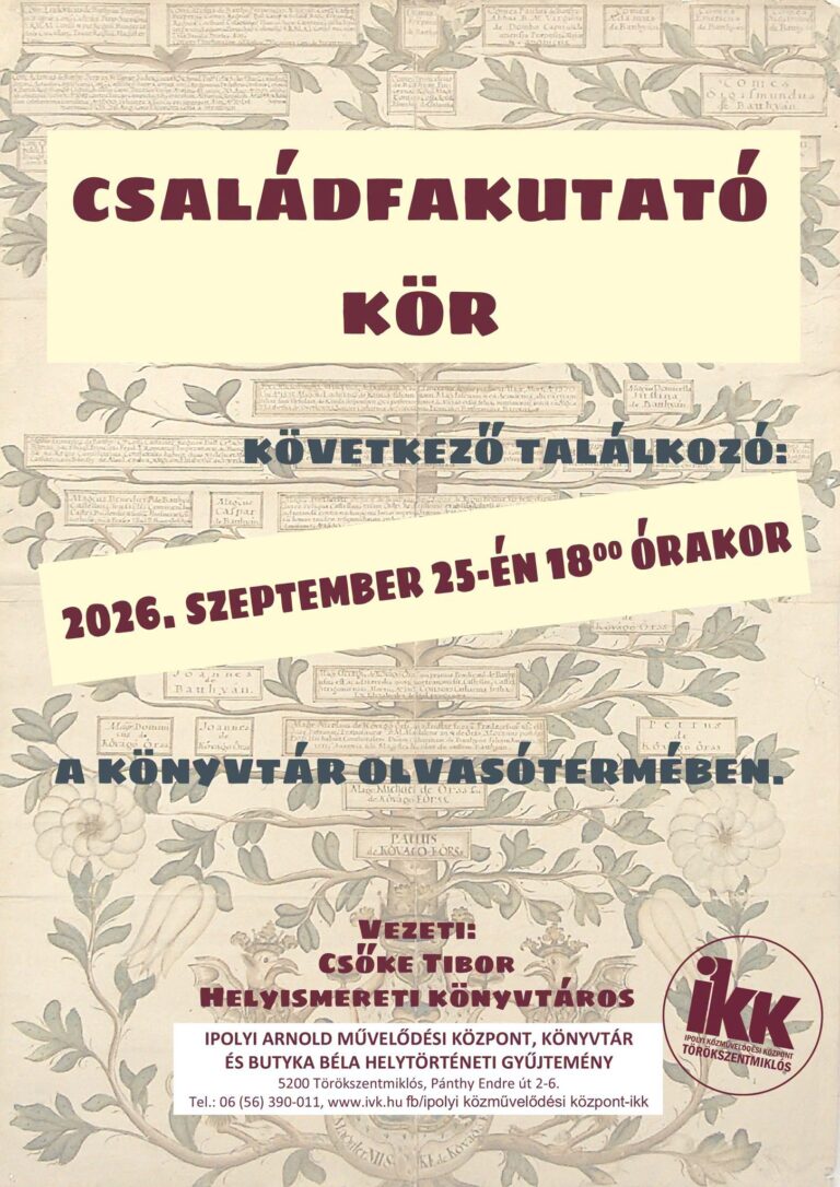 Családfakutató Kör - Ipolyi Közművelődési Központ - könyvtár programja