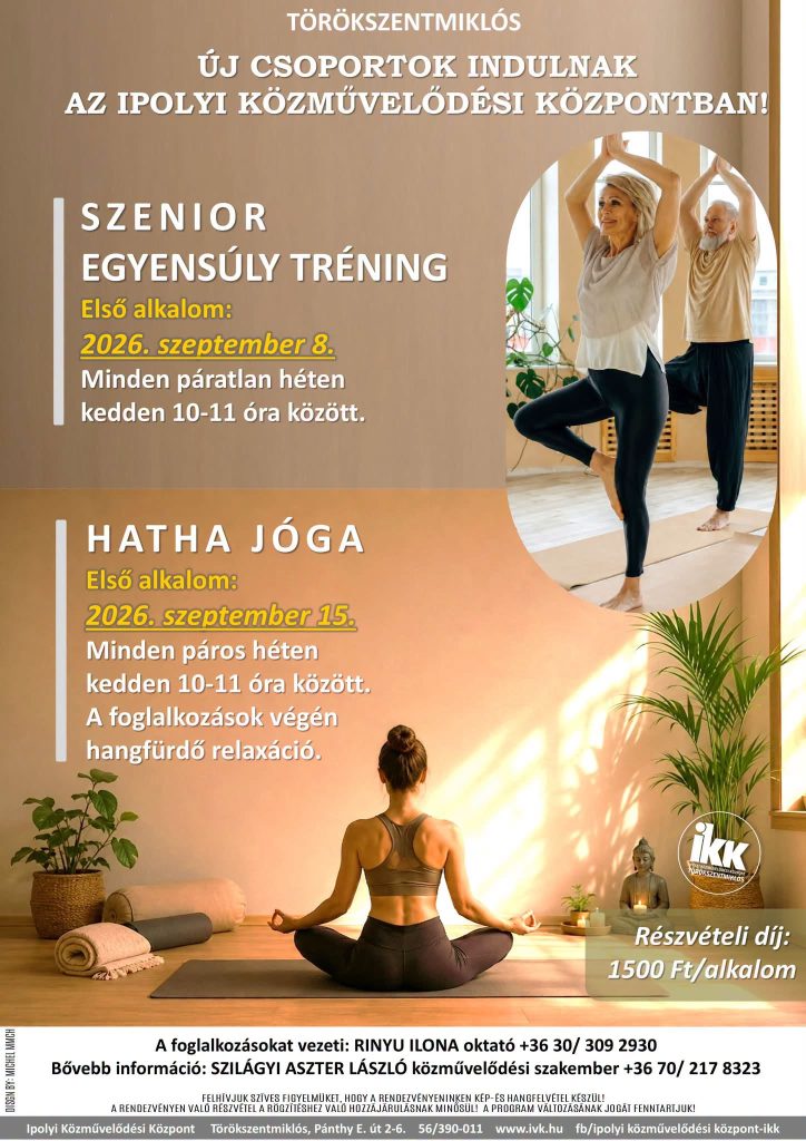 Szenior Egyensúly Tréning és Hatha jóga az Ipolyi Közművelődési Központban