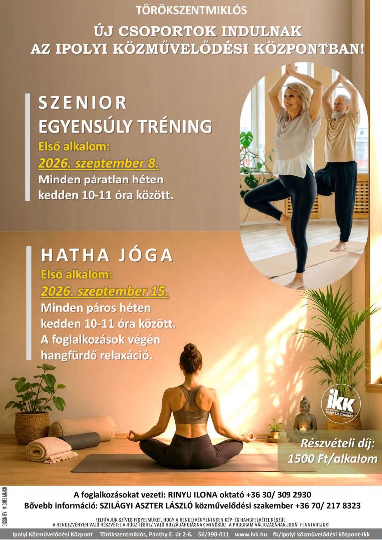Szenior Egyensúly Tréning és Hatha jóga az Ipolyi Közművelődési Központban