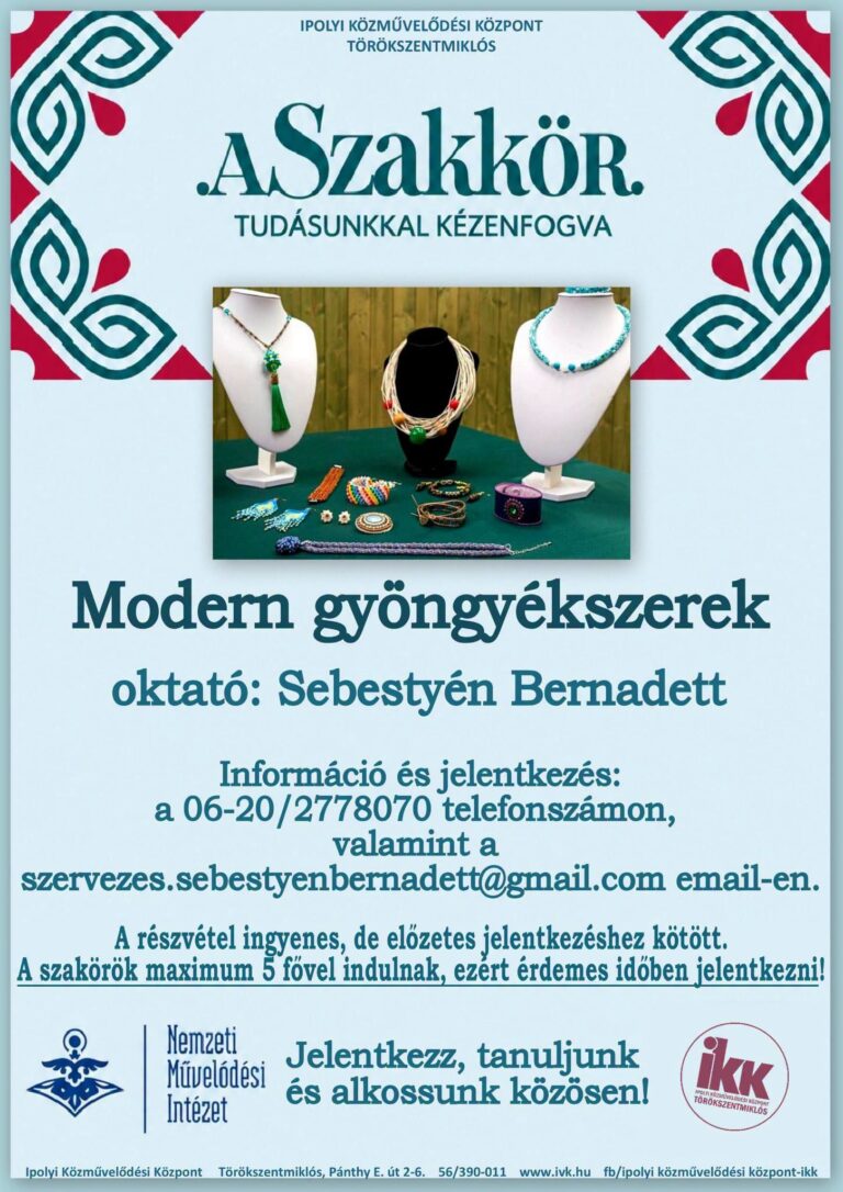 ASzakkör - Modern gyöngyékszerek - Ipolyi Közművelődési Központ